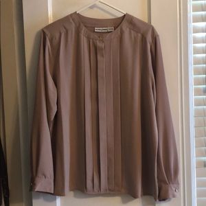 Tan vintage pleated blouse